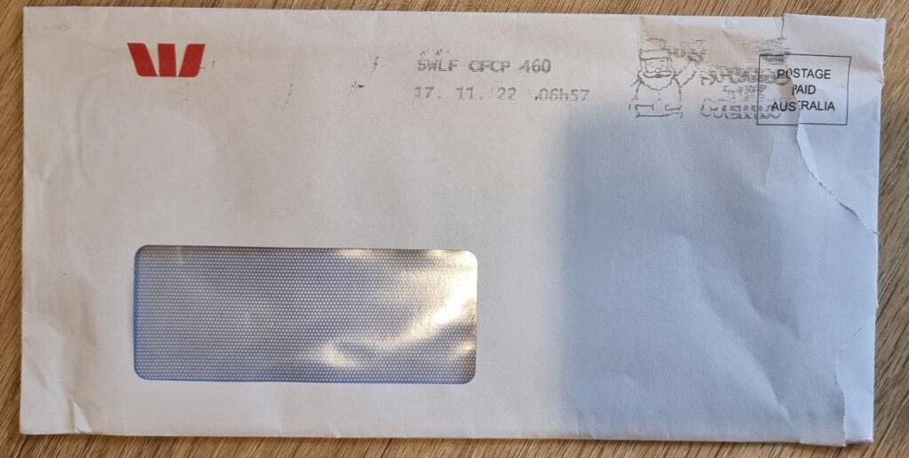 Westpac scam letter envelope